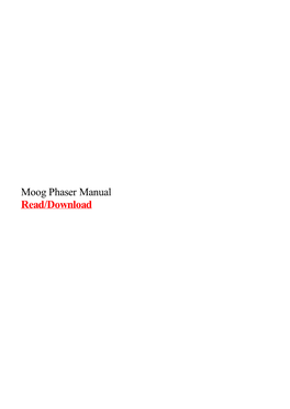 Moog Phaser Manual