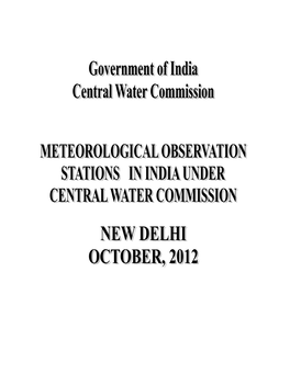 DETAILS of METEOROLOGICAL OBSERVATION STATIONS As on 1St JUNE, 2012