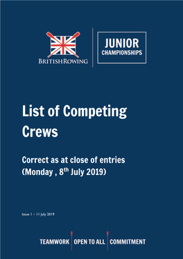 List of Competing Crews