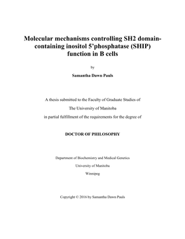 Containing Inositol 5'Phosphatase (SHIP)