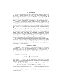 1. Introduction in a Recent Exchange About the Role of the Mean Value Theorem in the Theory of the Calculus, T