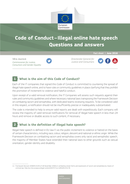 Code of Conduct – Illegal Online Hate Speech | Questions and Answers