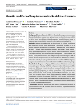 Genetic Modifiers of Long‐Term Survival in Sickle Cell Anemia