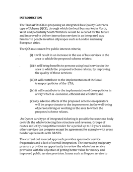 INTRODUCTION the Transwilts CIC Is Proposing an Integrated Bus