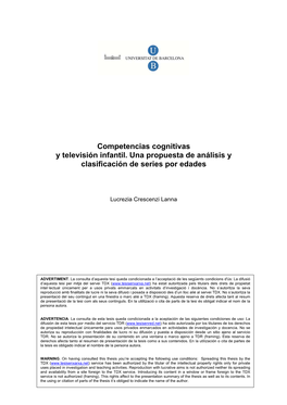 Competencias Cognitivas Y Televisión Infantil. Una Propuesta De Análisis Y Clasificación De Series Por Edades