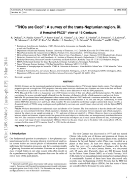 Tnos Are Cool: a Survey of the Transneptunian Region XI: A