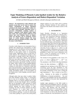 Topic Modeling of Phonetic Latin-Spelled Arabic for The