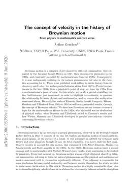 The Concept of Velocity in the History of Brownian Motion from Physics to Mathematics and Vice Versa