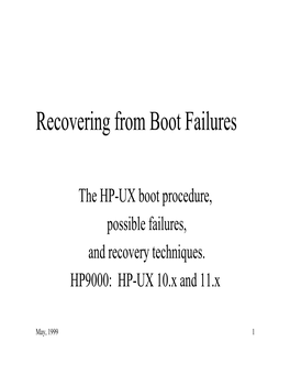 Recovering from Boot Failures