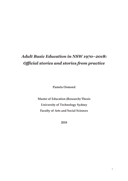 Adult Basic Education in NSW 1970–2018: Official Stories and Stories from Practice