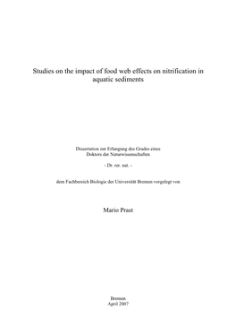 Studies on the Impact of Food Web Effects on Nitrification in Aquatic Sediments