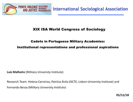 XIX ISA World Congress of Sociology