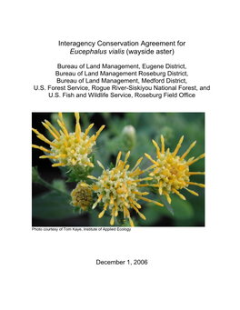 Interagency Conservation Agreement for Eucephalus Vialis (Wayside Aster)