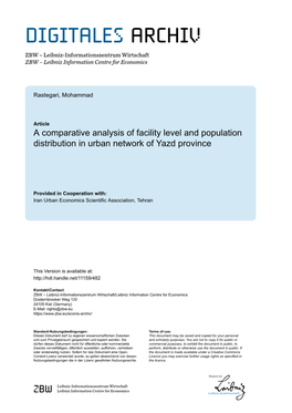 A Comparative Analysis of Facility Level and Population Distribution in Urban Network of Yazd Province