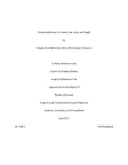 Human Preferences of Canine Coat Colour and Length by © Kalita Erin