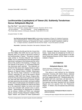 (IV): Subfamily Torodorinae: Genus Deltoplastis Meyrick Kyu-Tek Park1,* and John B