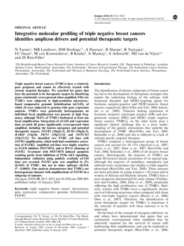 Integrative Molecular Profiling of Triple Negative Breast Cancers Identifies