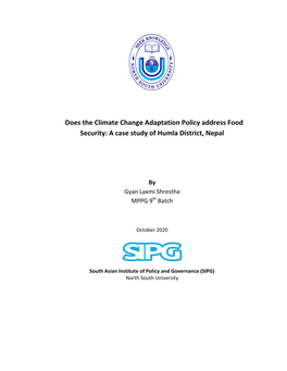 Does the Climate Change Adaptation Policy Address Food Security: a Case Study of Humla District, Nepal