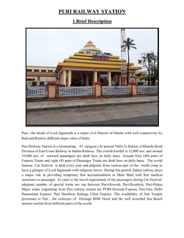 PURI RAILWAY STATION 1.Brief Description