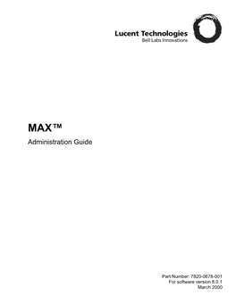 MAX™ Administration Guide