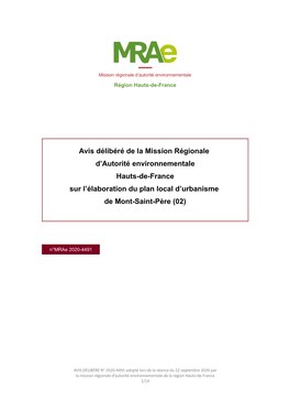 Avis Délibéré De La Mission Régionale D'autorité Environnementale Hauts