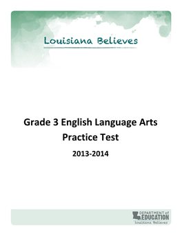 Grade 3 English Language Arts Practice Test 2013-2014