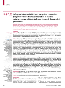 Safety and Efficacy of Pfspz Vaccine Against Plasmodium