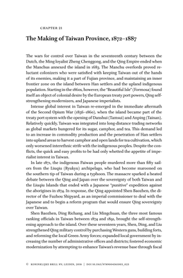 The Making of Taiwan Province, 1872–1887