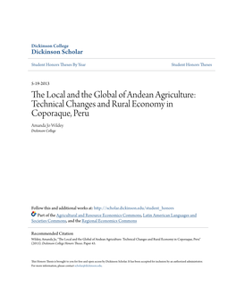 The Local and the Global of Andean Agriculture: Technical Changes and Rural Economy in Coporaque, Peru Amanda Jo Wildey Dickinson College