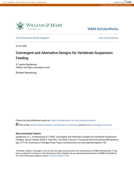 Convergent and Alternative Designs for Vertebrate Suspension Feeding