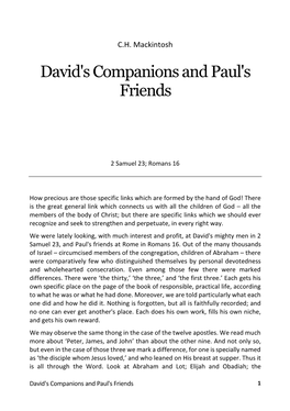 David's Companions and Paul's Friends