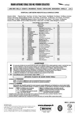 Orario Autolinee Feriale Solo Nel Periodo Scolastico