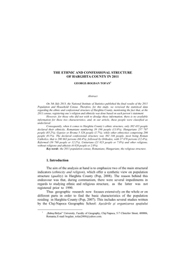 The Ethnic and Confessional Structure of Harghita County in 2011