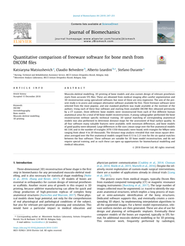 Quantitative Comparison of Freeware Software for Bone Mesh From