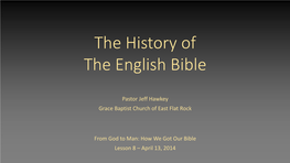 The History of Bible Translation