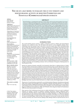 THE USE of a RAT MODEL to EVALUATE the in Vivo Toxicity and WOUND HEALING