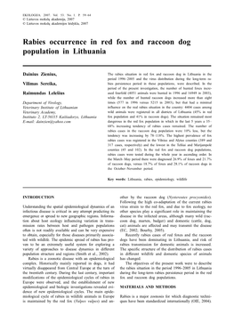 Rabies Occurrence in Red Fox and Raccoon Dog Population in Lithuania 59 © Lietuvos Mokslų Akademijos Leidykla, 2007