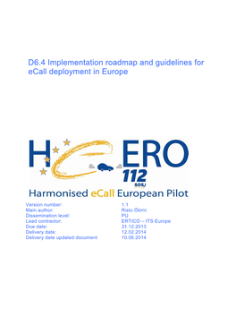 D6.4 Implementation Roadmap and Guidelines for Ecall Deployment in Europe