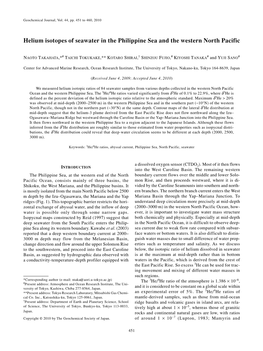 Helium Isotopes of Seawater in the Philippine Sea and the Western North Pacific