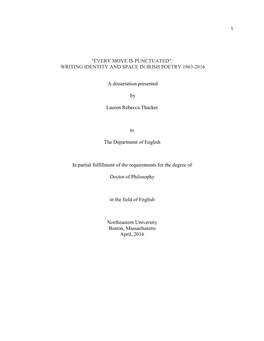 Writing Identity and Space in Irish Poetry 1963-2016
