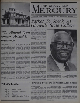 ERCURY Glenvme State College January 30, N991 Volume 62 Number 15 Parker to Speak at Glenville State College