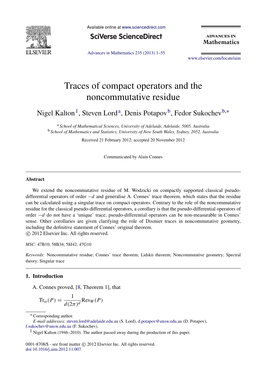 Traces of Compact Operators and the Noncommutative Residue