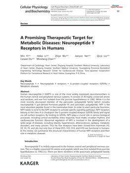 A Promising Therapeutic Target for Metabolic Diseases: Neuropeptide Y Receptors in Humans