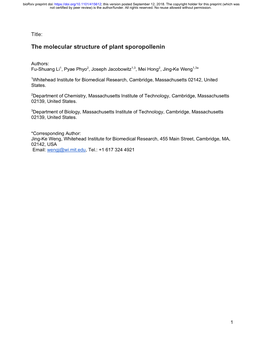 The Molecular Structure of Plant Sporopollenin