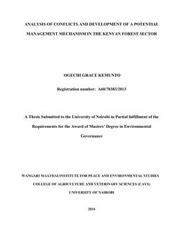 Analysis of Conflicts and Development of a Potential