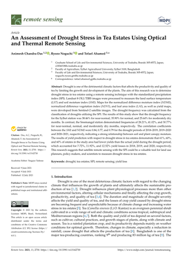 An Assessment of Drought Stress in Tea Estates Using Optical and Thermal Remote Sensing