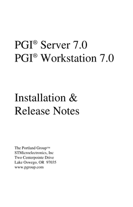 PGI® Server 7.0 PGI® Workstation 7.0 Installation & Release Notes