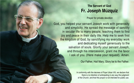 Prayer Card for Fr. Joseph Muzquiz