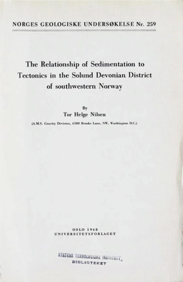 The Relationship of Sedimentation to Tectonics in the Solund Devonian District of Southwestern Norway