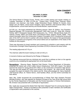 NON CONSENT ITEM 4 ORLANDO, FLORIDA December 14, 2004